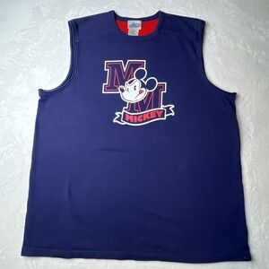 Disney Mickey Mouse Shirt Mens XL Sleeveless Sweatshirt Tank Top Navy Blue